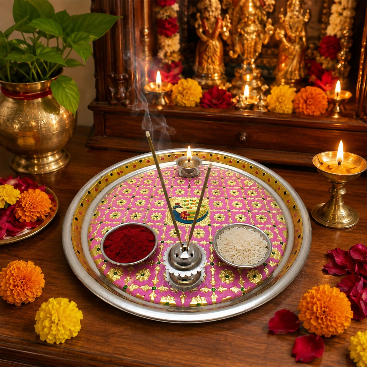 Pink Pooja thali- 03