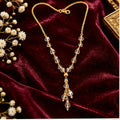 Faceted Bead Y Necklace with Triple Drop Pendant, Fine Link Chain and Lobster Clasp