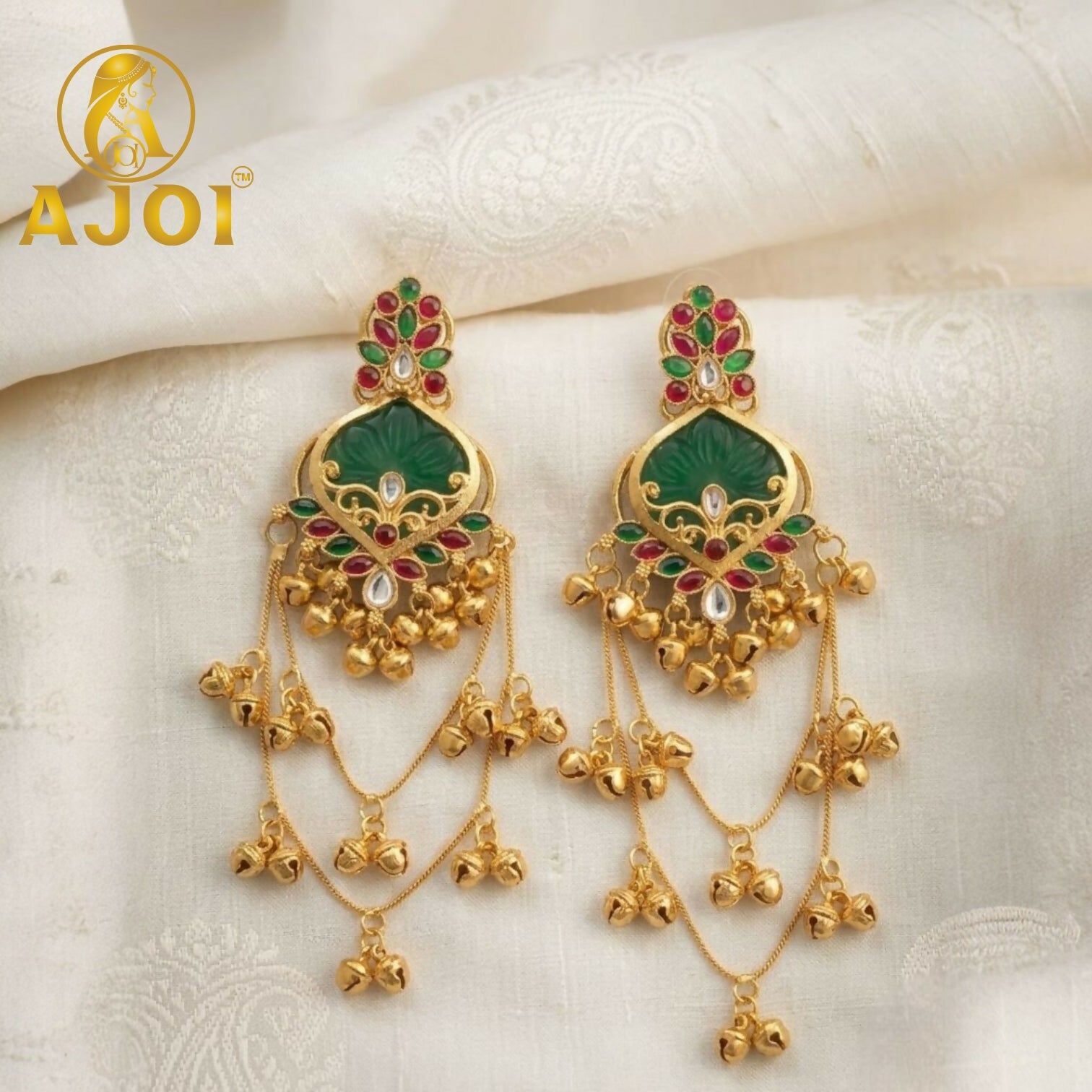 Royal Kashmiri Design Green Earrings