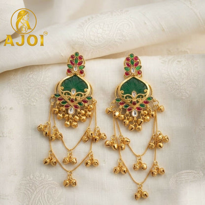Royal Kashmiri Design Green Earrings