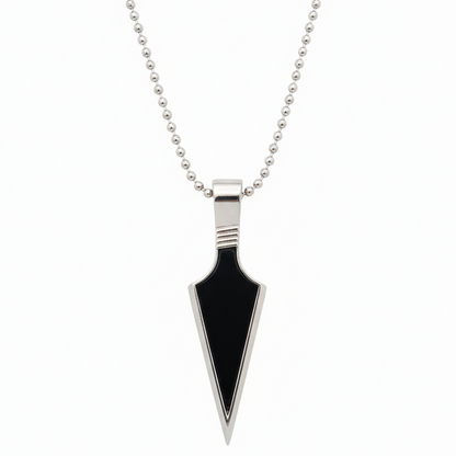Modern Arrowhead Black & Silver Pendant Necklace for Men