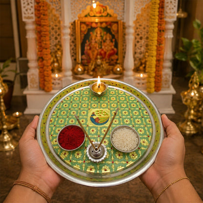 Green Pooja thali- 03