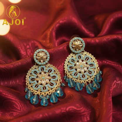 Turquoise Blue Floral Earrings