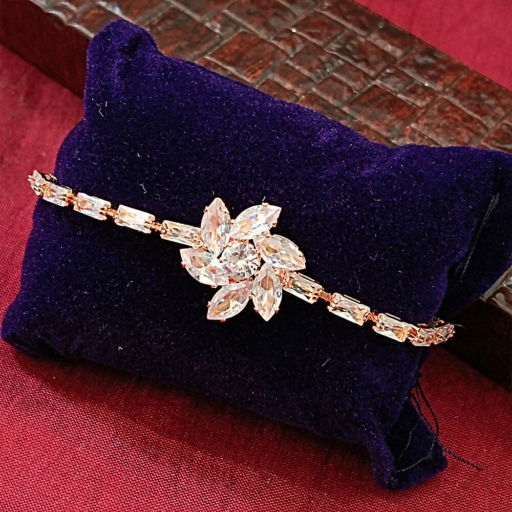 Rose Gold Plated Ad Stone Adjustable Bracelet