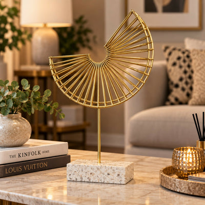 Gold Metal Abstract Table Decor Showpiece for Home & Office, 32 cm