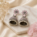 Pink Diamond & Pearl Ethnic Earrings – Traditional & Elegant Accessory