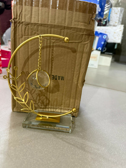 Crystal Ball Crescent Metal Table Decor Modern Decorative Showpiece