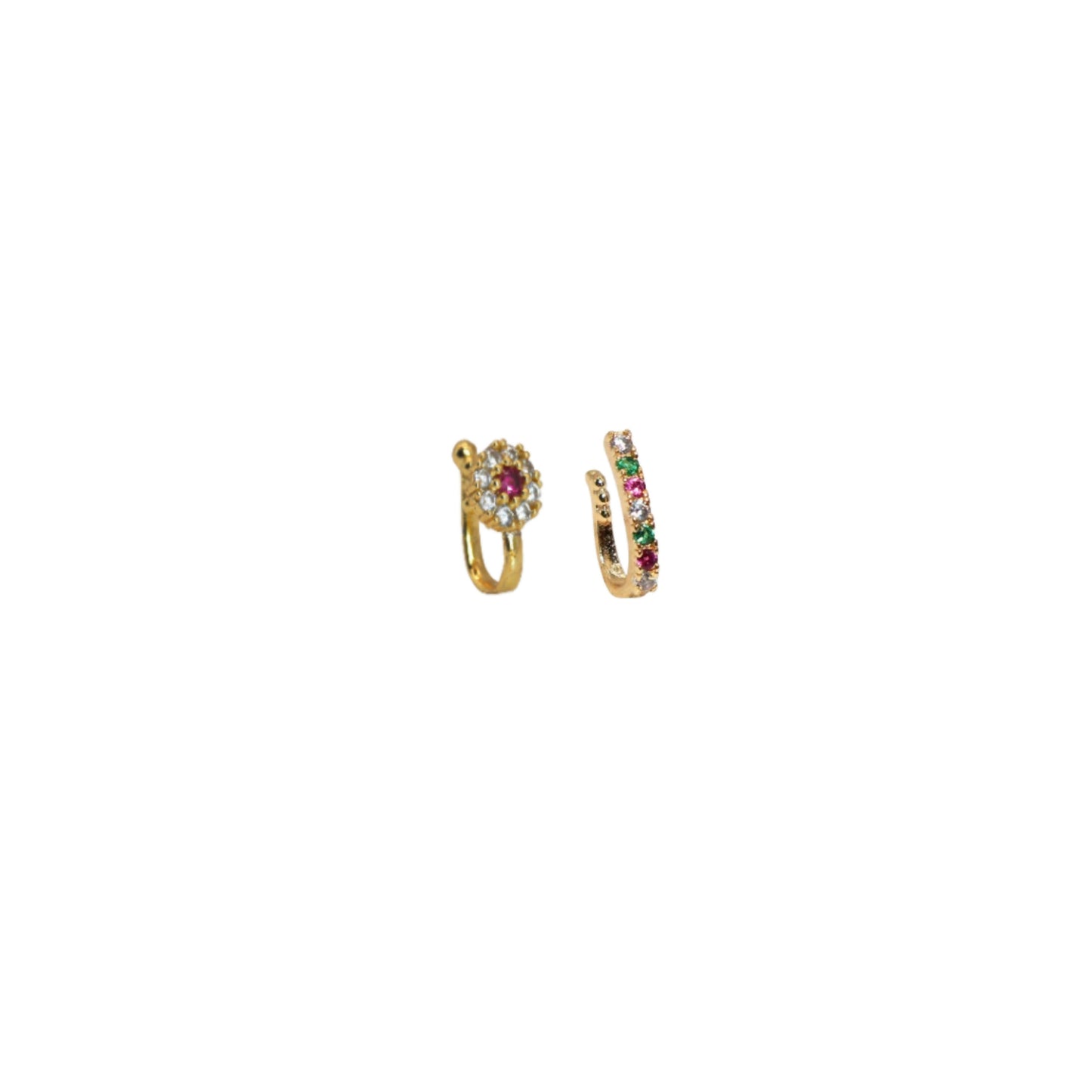 Combo: Traditional AD Stone Press Nath Clip for Women Combo Pack of 2