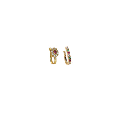Combo: Traditional AD Stone Press Nath Clip for Women Combo Pack of 2