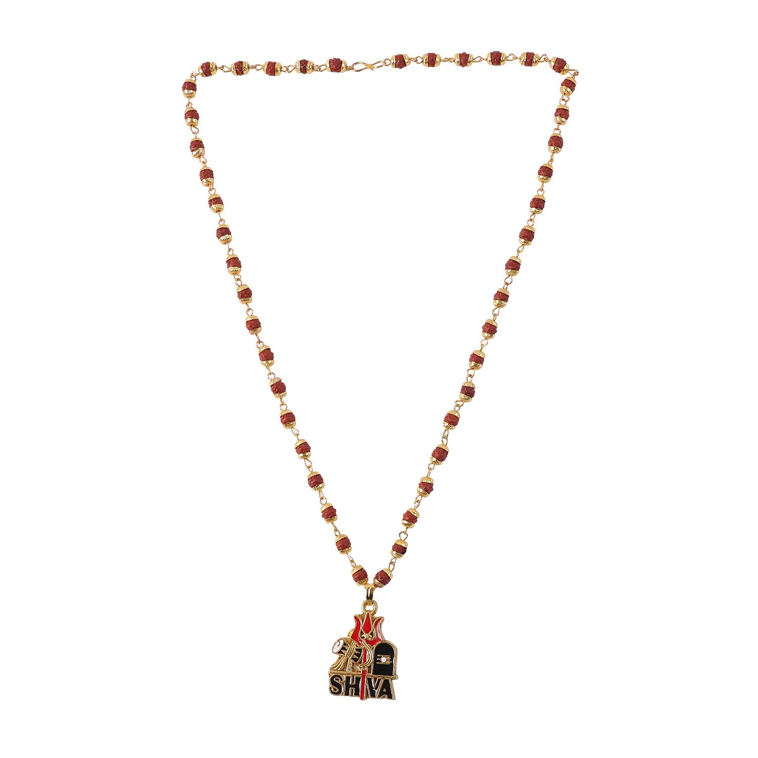 Shiva Trishul Rudraksha Beaded Pendant Necklace