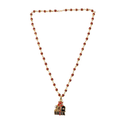 Shiva Trishul Rudraksha Beaded Pendant Necklace