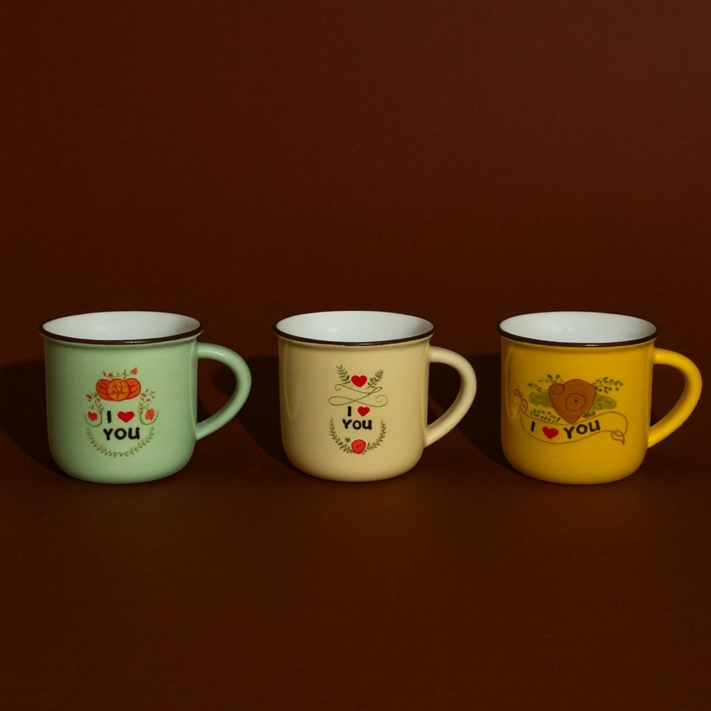Set of 6 I Love You Premium Colorful Coffee & Tea Cups for Couples, Friends & Family