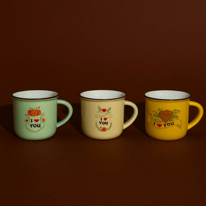 Set of 6 I Love You Premium Colorful Coffee & Tea Cups for Couples, Friends & Family