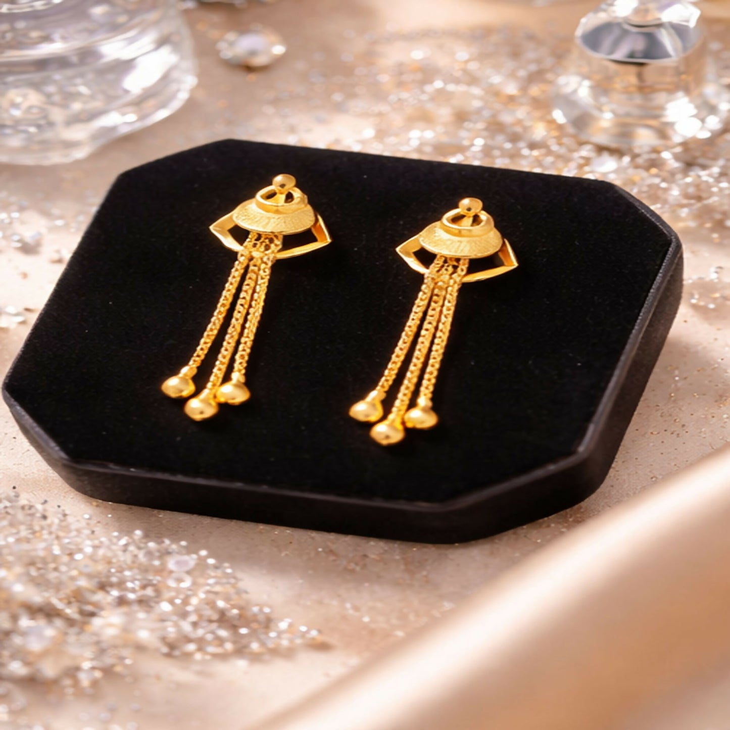 Elegant Gold-Plated Chain Drop Earrings for Women | Lightweight Party & Festive Wear Earrings (Pack Of 8)