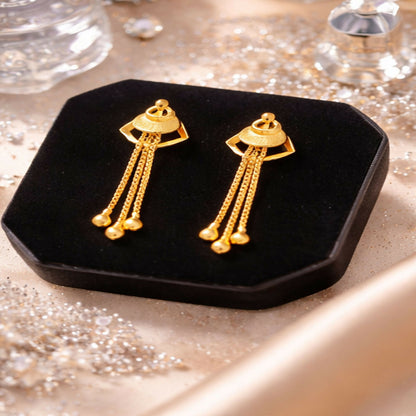 Elegant Gold-Plated Chain Drop Earrings for Women | Lightweight Party & Festive Wear Earrings (Pack Of 8)