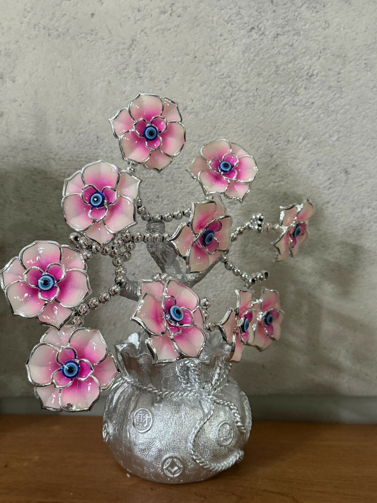 Pink Evil Eye Flower Tree Showpiece for Home Decor & Positive Energy