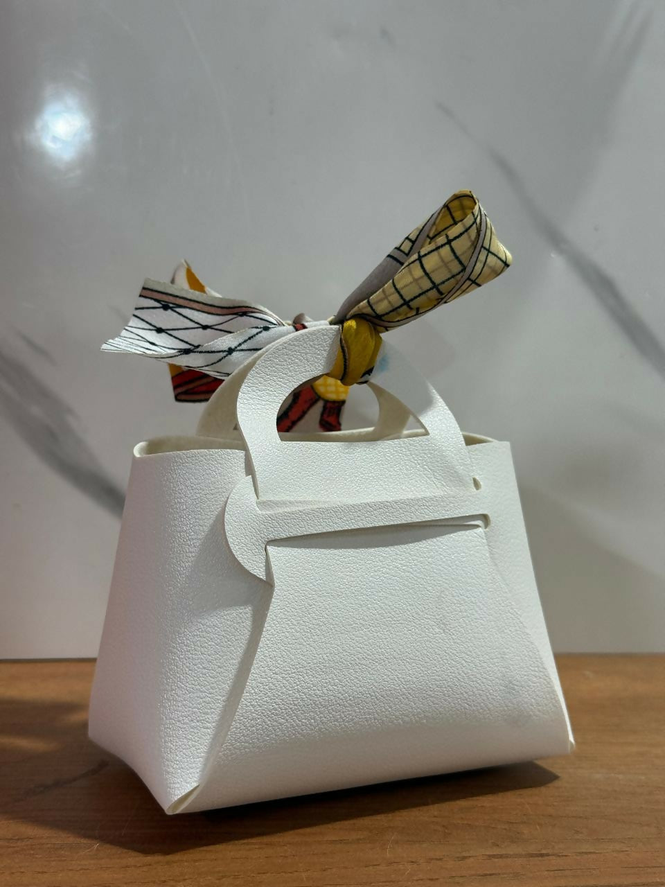 Premium Mini Gift Bag with Handle and Decorative Scarf Tie | Luxury Paper Gift Bag for Jewelry, Candles, Perfumes, Return Gifts, Wedding, Birthday, Anniversary | Reusable Elegant Party Favor Bag