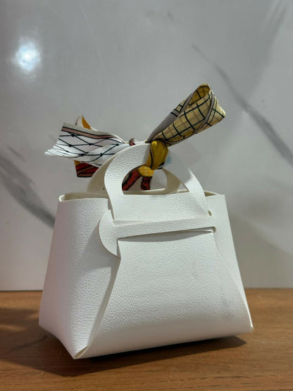 Premium Mini Gift Bag with Handle and Decorative Scarf Tie | Luxury Paper Gift Bag for Jewelry, Candles, Perfumes, Return Gifts, Wedding, Birthday, Anniversary | Reusable Elegant Party Favor Bag