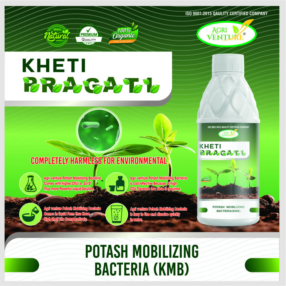 AgriVenture KHETI PRAGATI ( KMB - Potassium Mobilizing Bacteria ) Plant Growth and Development Bactericide Organic Product BIO FIRTILIZERS (1Ltr)