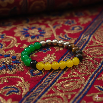 Green, Tiger's Eye, Yellow Crystal Beads Bracelet