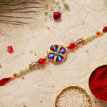 Designer Meenakari Floral Rakhi with Pearls Beads and Stone for Brother Raksha Bandhan