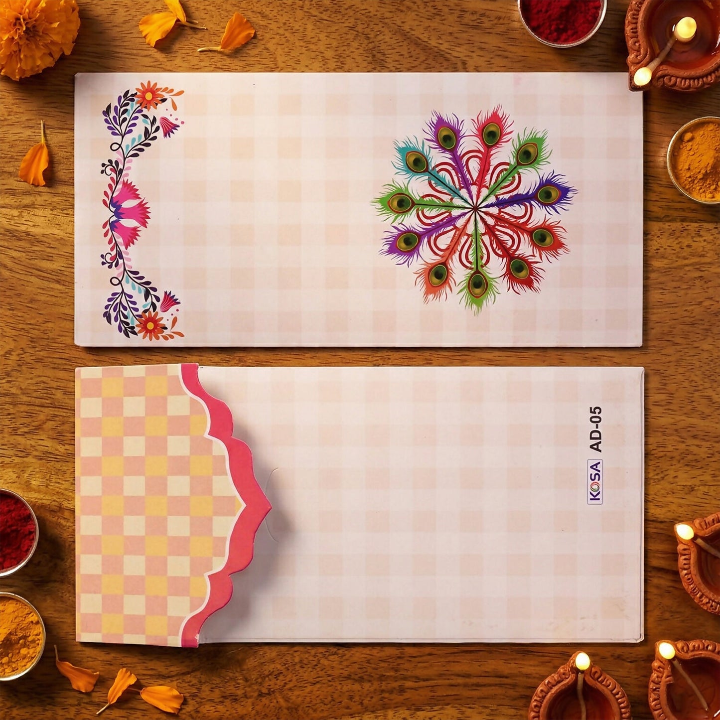 Elegant Wedding Money Envelope Gift Cover with Floral Design Pack of 10