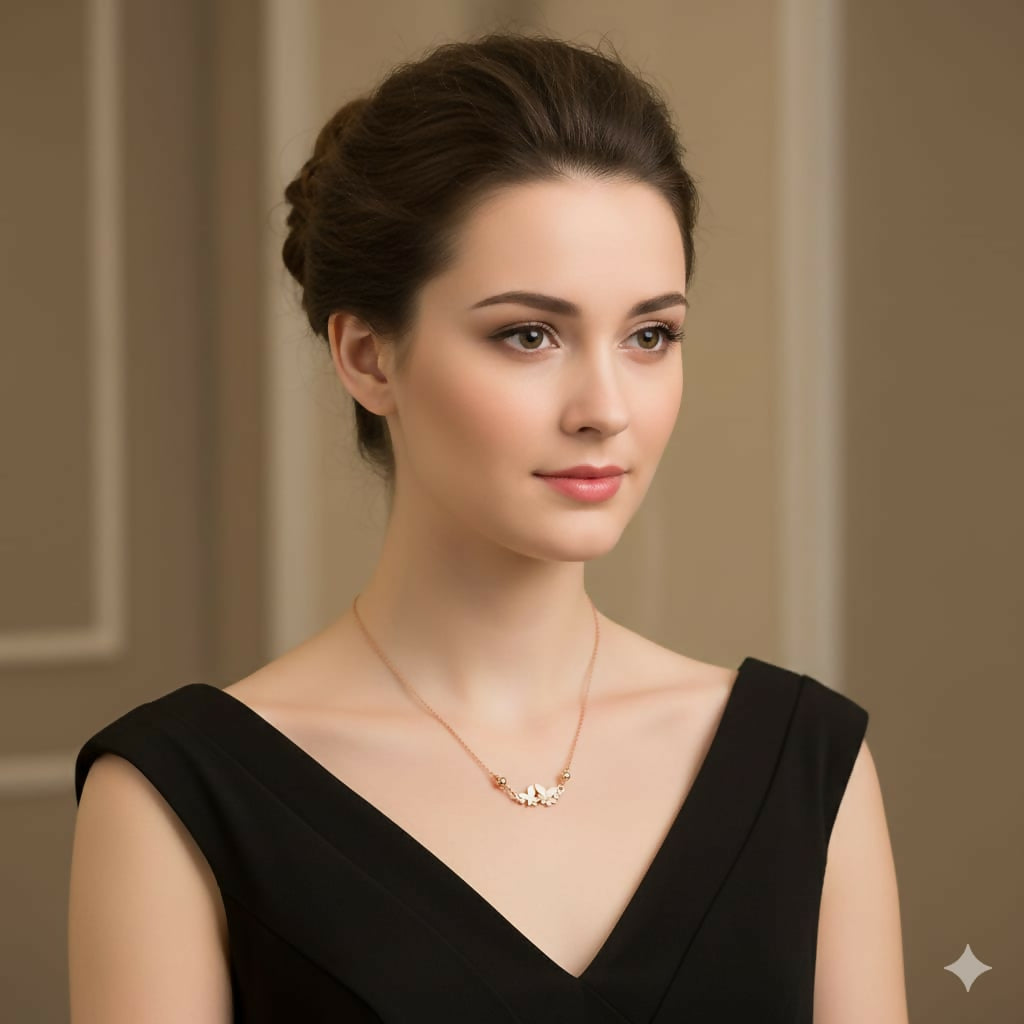 Rose Gold Double Butterfly Necklace | Dainty Zirconia Pendant