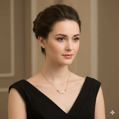 Rose Gold Double Butterfly Necklace | Dainty Zirconia Pendant