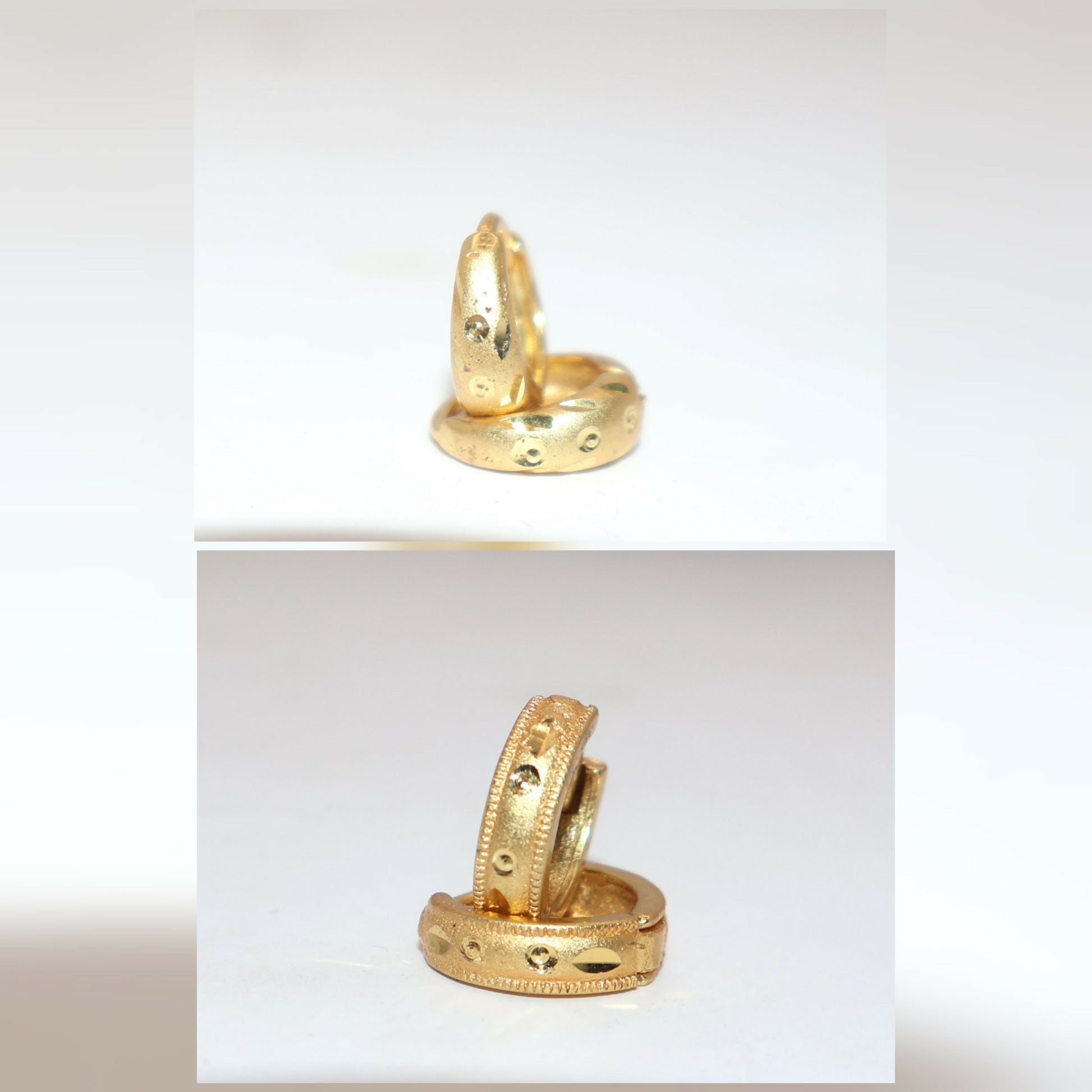 Mini Gold Huggie Hoop Earrings kan ki bali with AD bali combo pack of 2