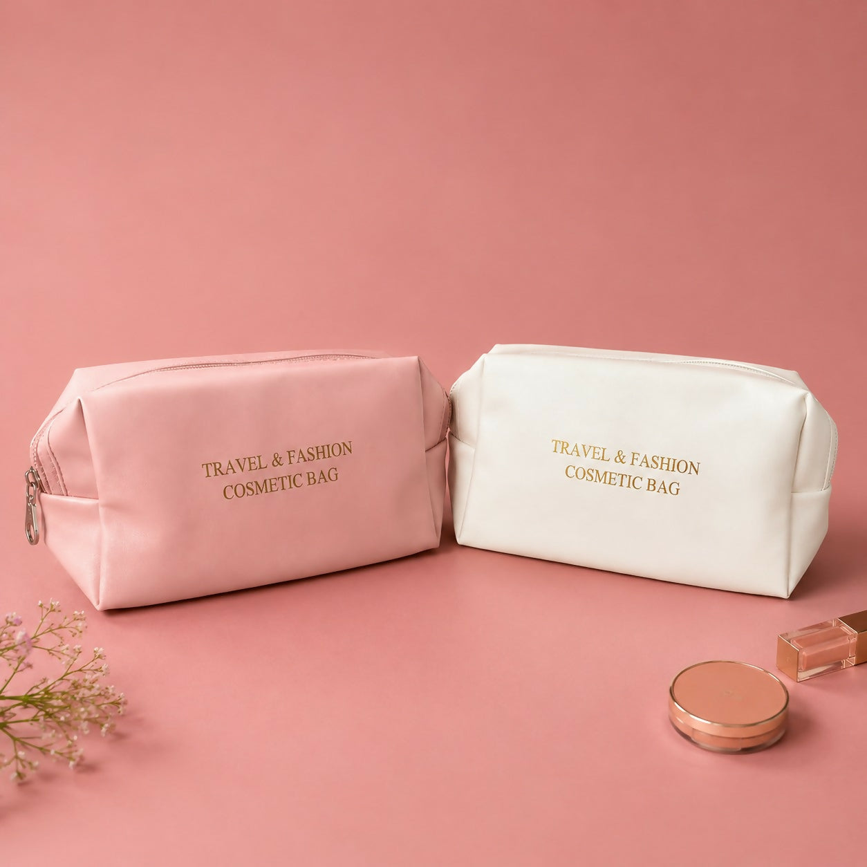 Portable cosmetic organizer pouch for makeup and skincare