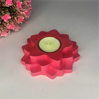 Handmade Flower 4-Step Diya – Metallic Pink | Layered Tealight Holder for Diwali, Pooja & Home Décor | Unique Festival Gift Item