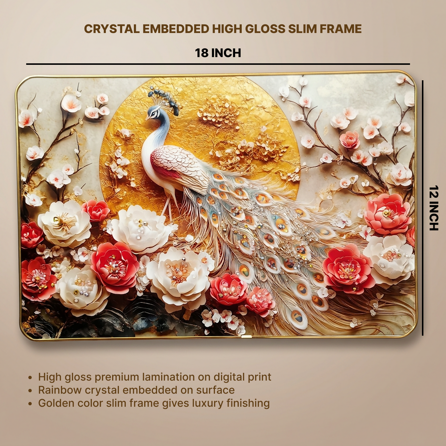 Luxury Peacock Wall Art Frame | Luxury Golden Frame Home Decor