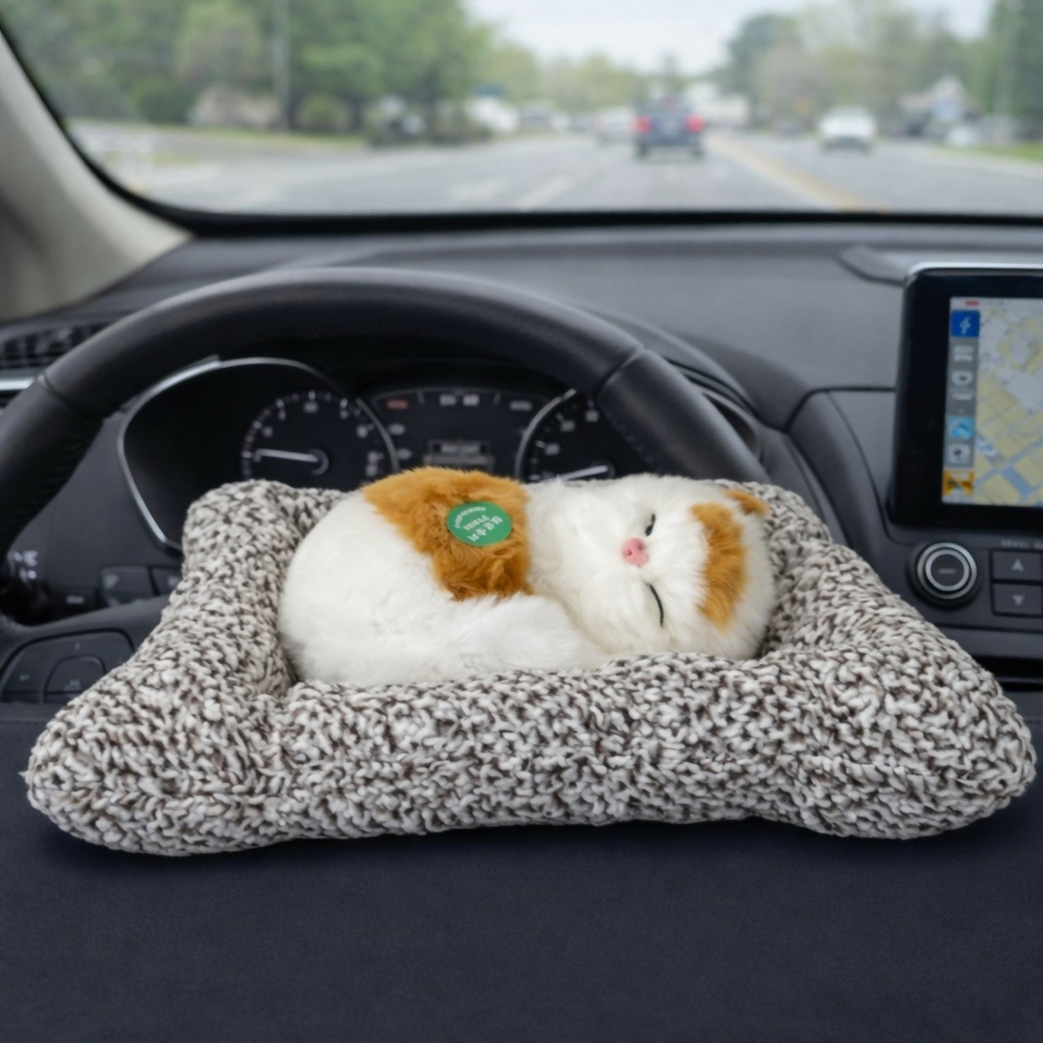 Sleeping Cat Car Dashboard Decor Soft Plush Showpiece for Auto Interior