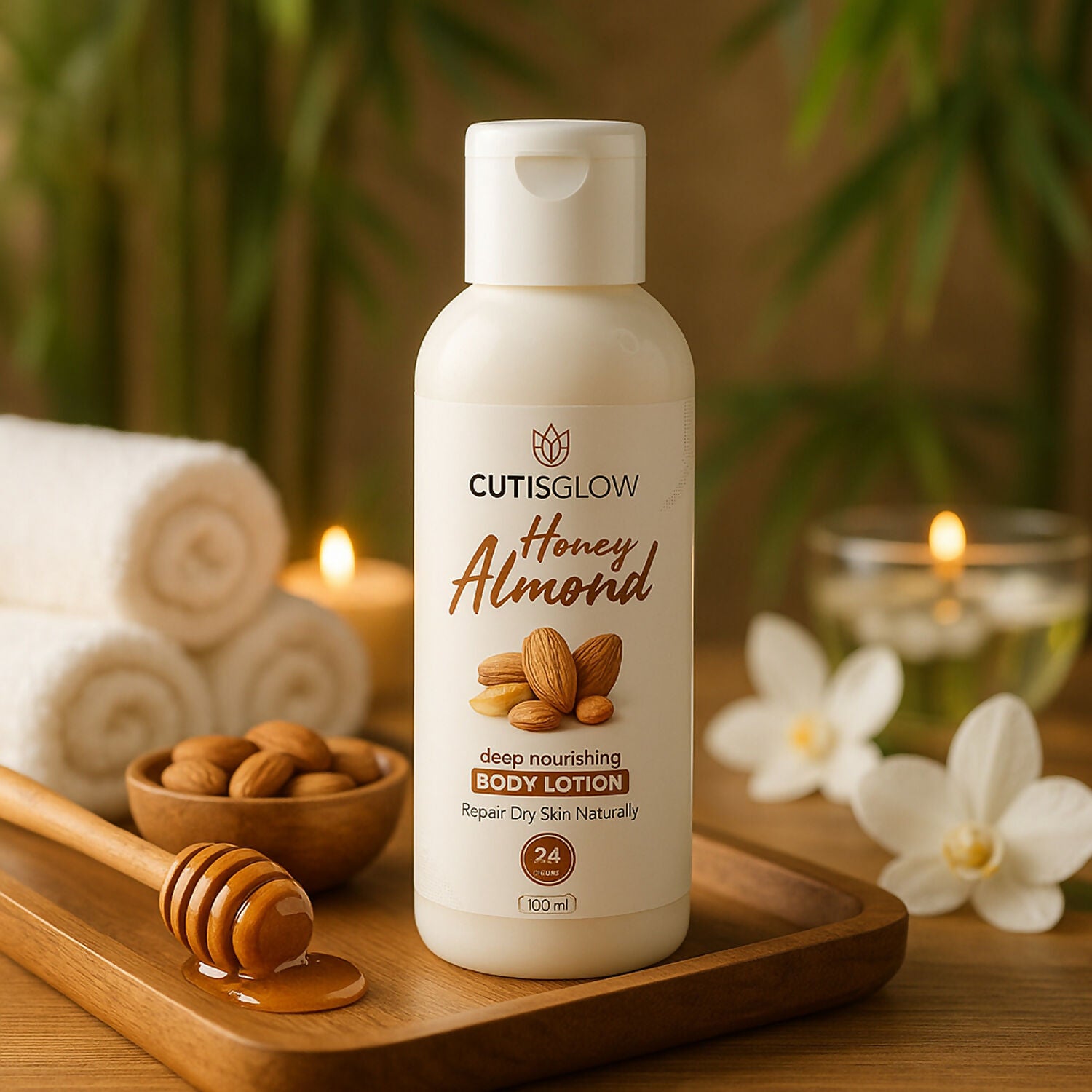 Eyelet CutisGlow Honey Almond Deep Nourishing Body Lotion – Moisturizing & Skin Repair Formula for Dry Skin with 24-Hour Hydration (100ml)