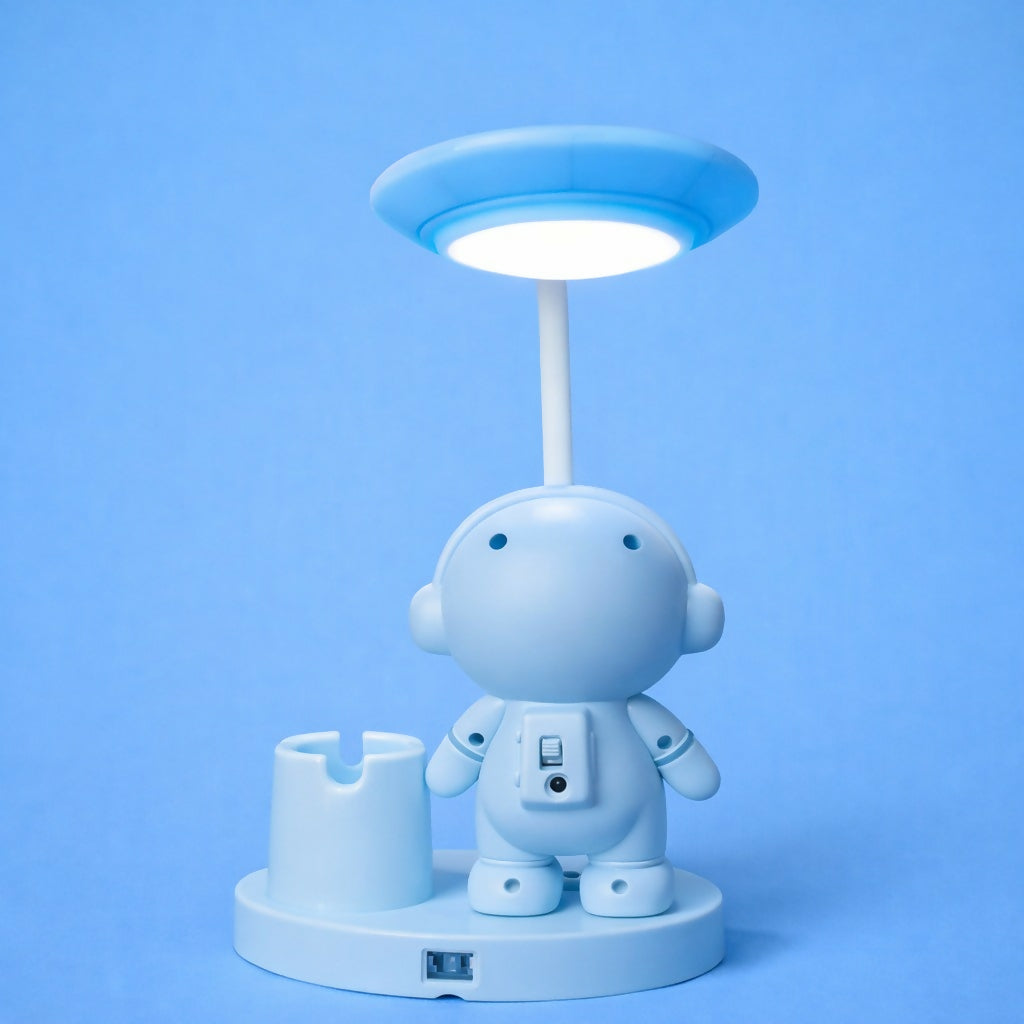 Blue Astronaut LED Desk Lamp with Pen Holder for Study Table, Kids Room & Bedside
