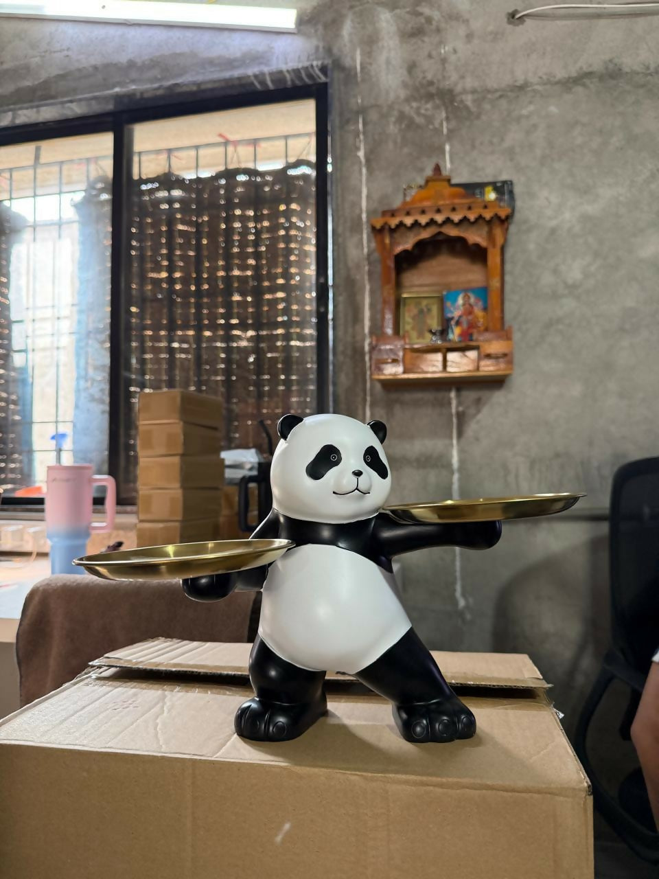 Panda Tray Holder with Dual Plates Decorative Showpiece Stand