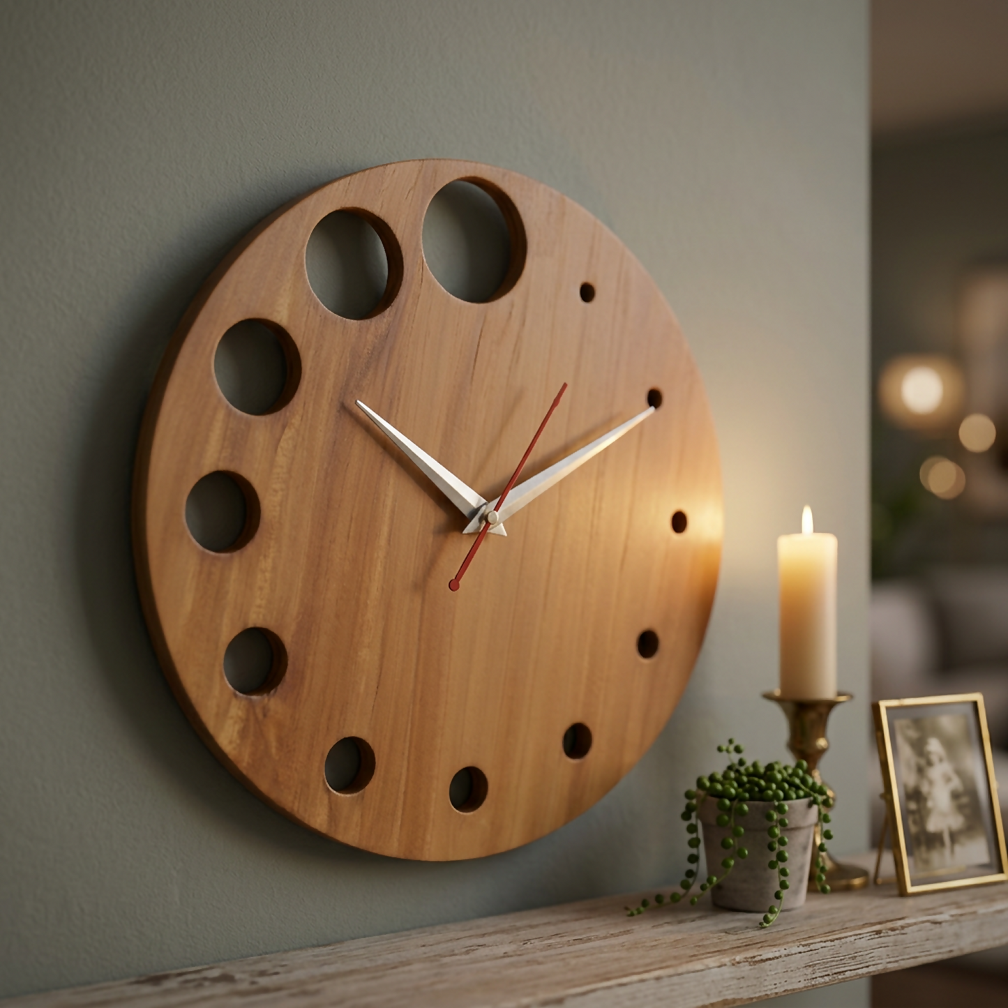 Side view of the Modern Bubble clock, highlighting its slim profile