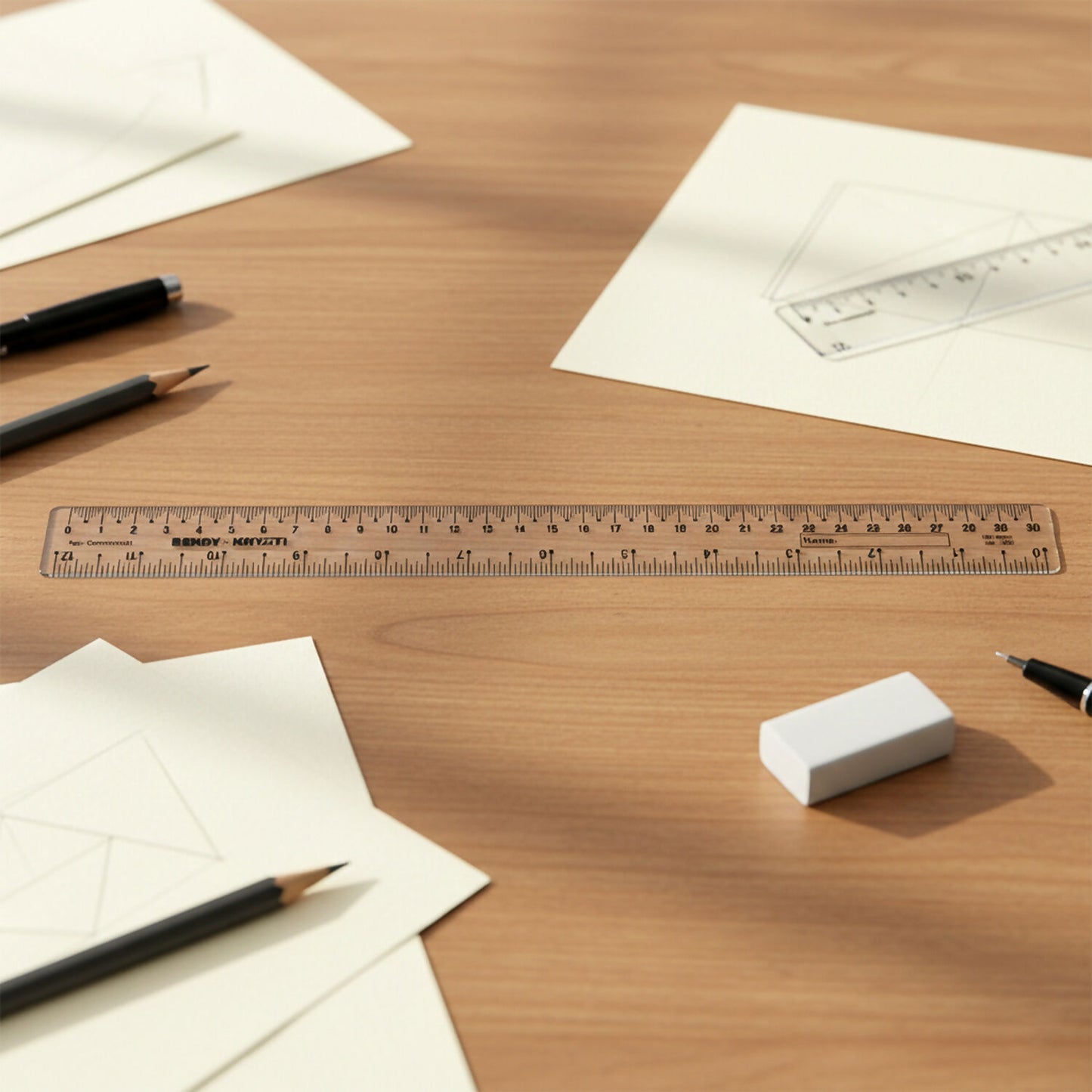 Flexible Transparent 30cm Bendy Ruler with Dual Scale Marking & Name Strip – Unbreakable Plastic (Pack of 5 Pieces)