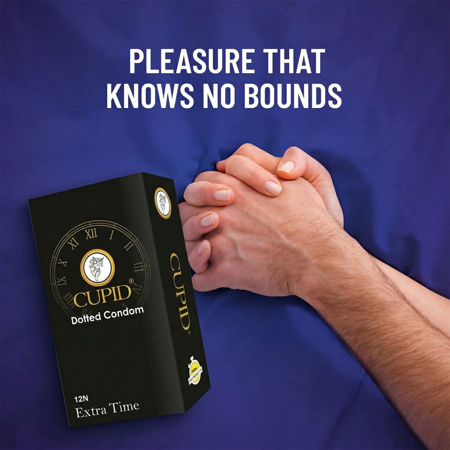 Close-up of Cupid dotted condoms designed for longer-lasting intimacy