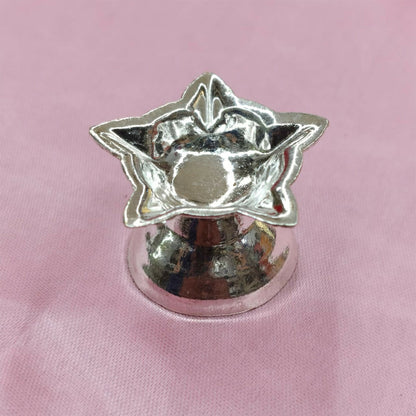 Silver Star-Shaped Oil Diya Lamp for Pooja, Festivals & Home Decoration