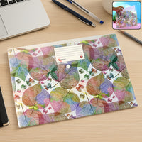 Mix Design Printed A4 Document Folder – Leaf Design Button Closure File with Label Slot (1 Pc)