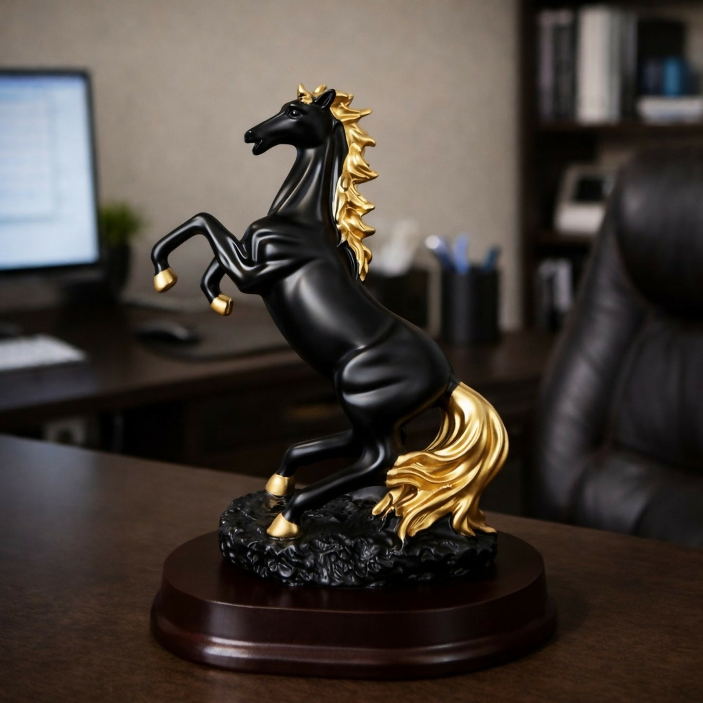 Rearing Horse Decorative Showpiece with Metallic Accents for Home & Office Decor