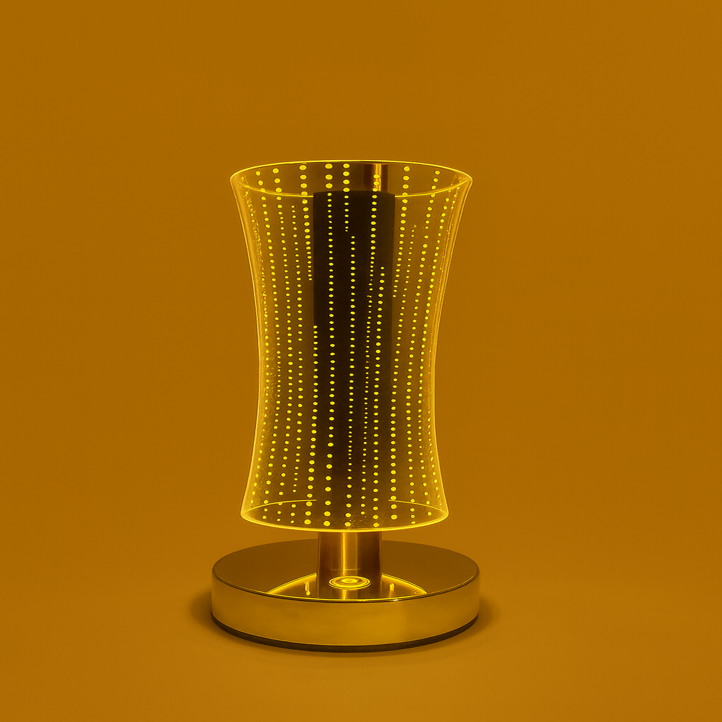 Luxury 3D Acrylic LED Table Lamp with Golden Base for Home Décor | Touch Sensor Night Lamp for Bedroom, Living Room & Hotels | Warm Light Decorative Bedside Lamp | Modern Festival & Gift Lighting for Home