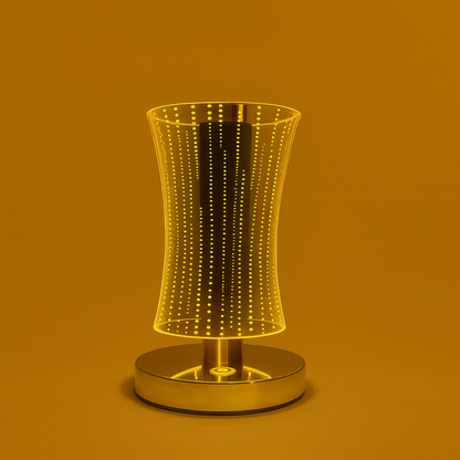 Luxury 3D Acrylic LED Table Lamp with Golden Base for Home Décor | Touch Sensor Night Lamp for Bedroom, Living Room & Hotels | Warm Light Decorative Bedside Lamp | Modern Festival & Gift Lighting for Home