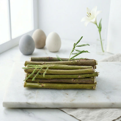 Close-up of Babool Datun chewing sticks texture