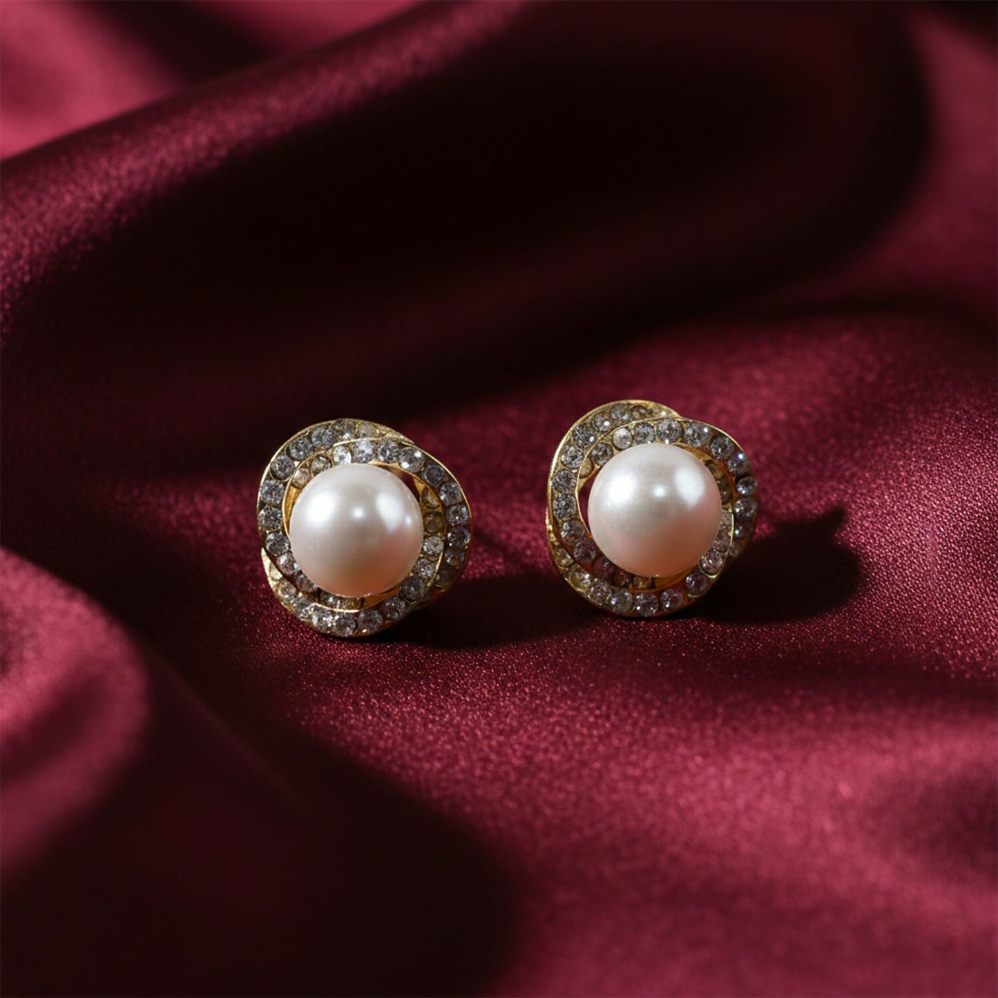 Korean Style Pearl Floral Stud Earrings for Women & Girls