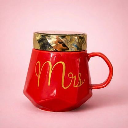 Ceramic Coffee Mug with Lid Stylish Gift Cup for Women