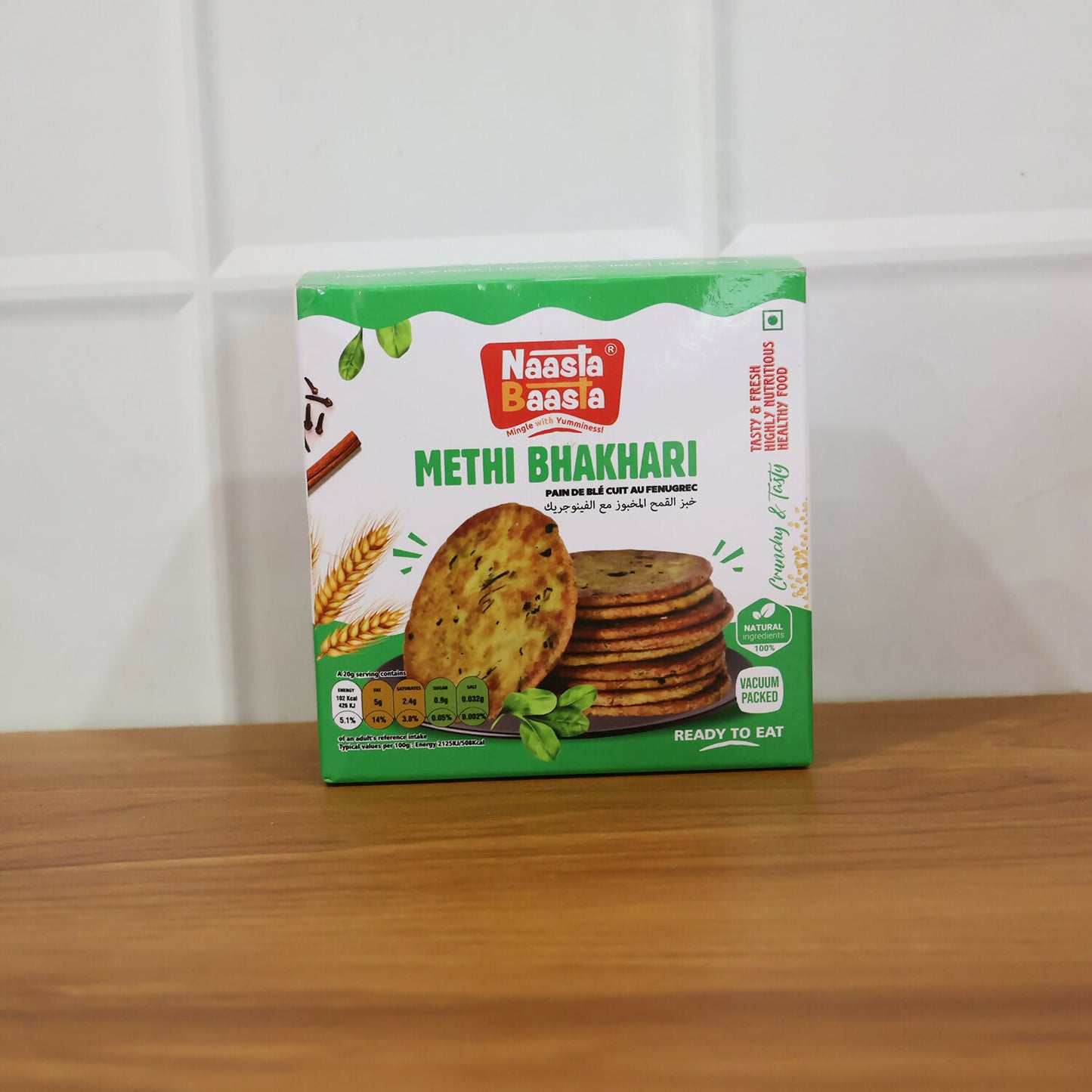 Naasta Baasta Methi Bhakhari Ready-to-Eat Crispy Fenugreek Wheat Snack (200 Gm)