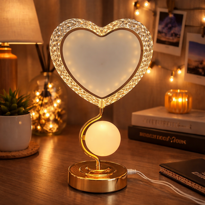 Heart Shape LED Photo Frame Lamp with Dual Display Table Light
