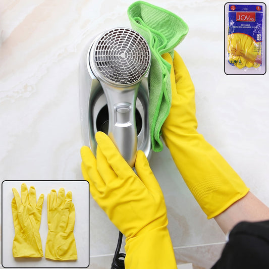 Large yellow rubber cleaning gloves